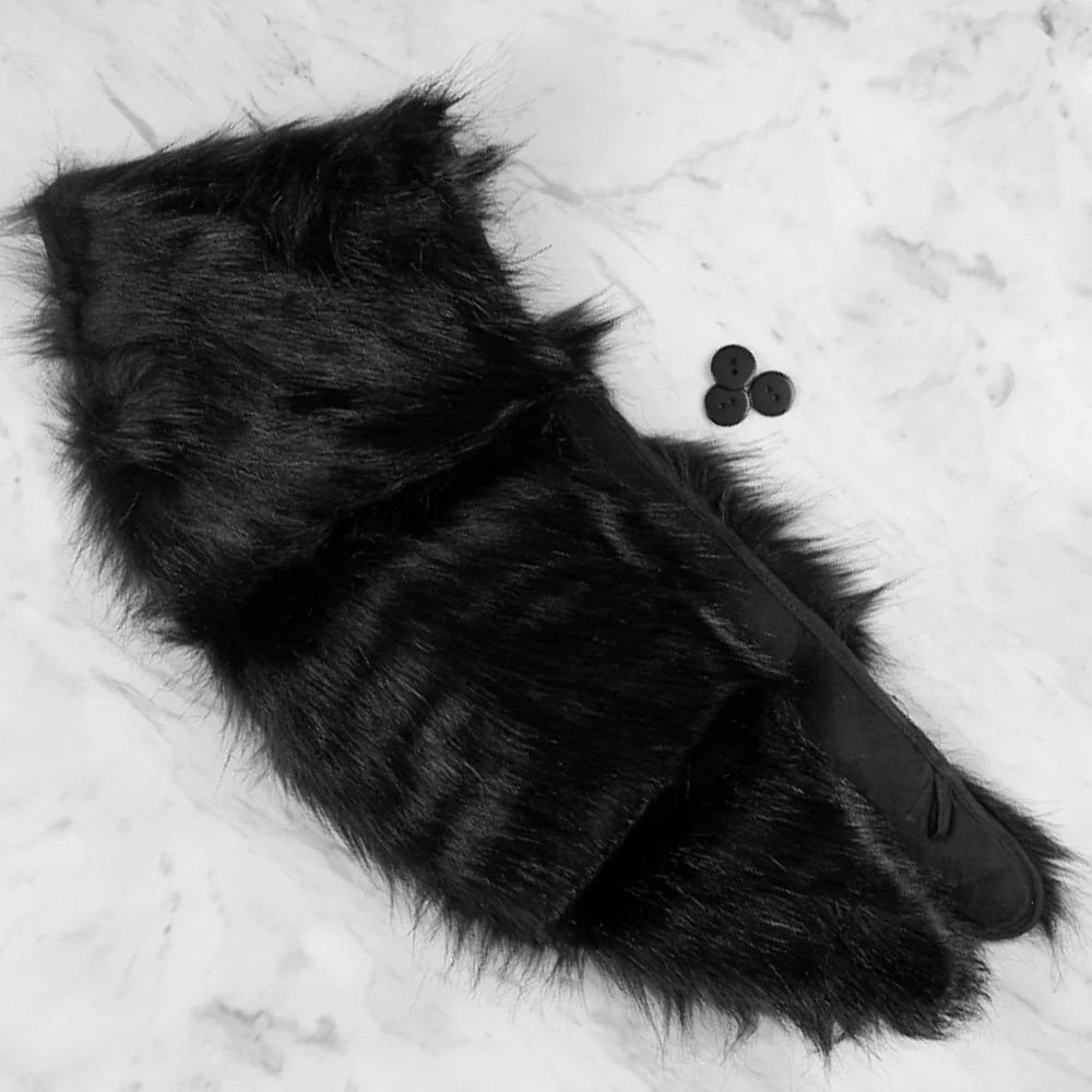 Yarnart Shawl - Faux Fur Collar Black - F501 - Image 2