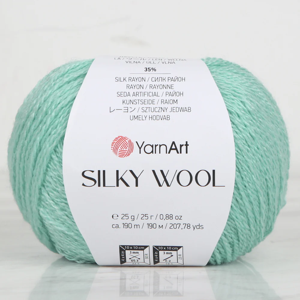 YarnArt SILKY WOOL Hand Knitting Yarn, Green - 340