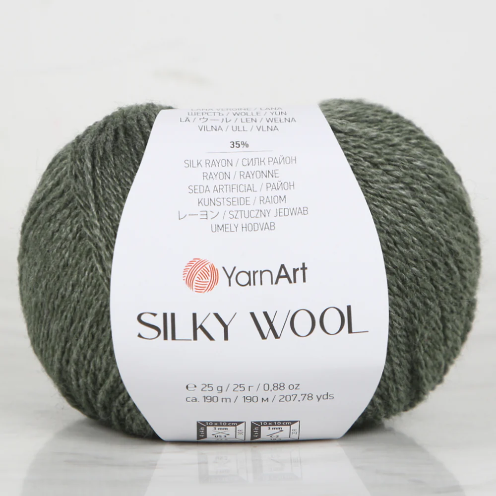 YarnArt SILKY WOOL Hand Knitting Yarn, Green - 346