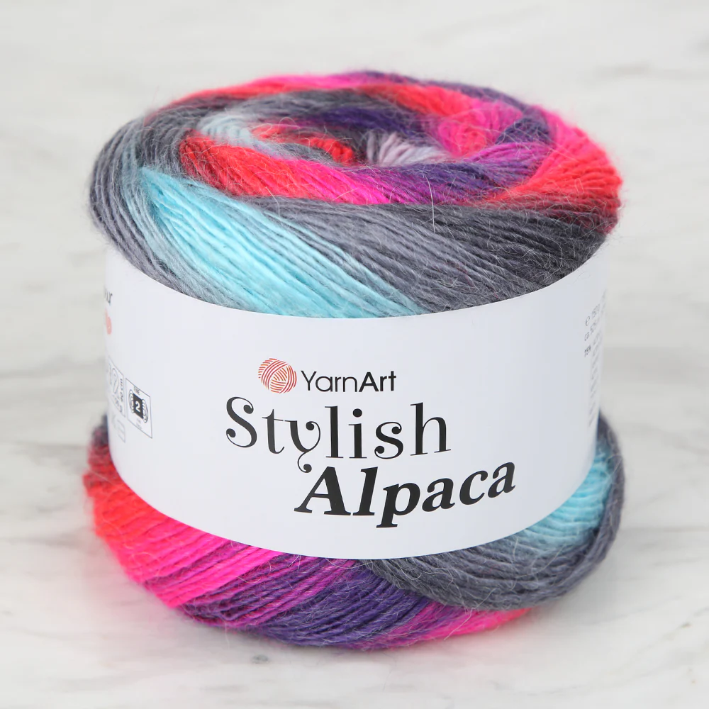YarnArt Stylish Alpaca Hand Knitting Yarns, Variegated - 7711