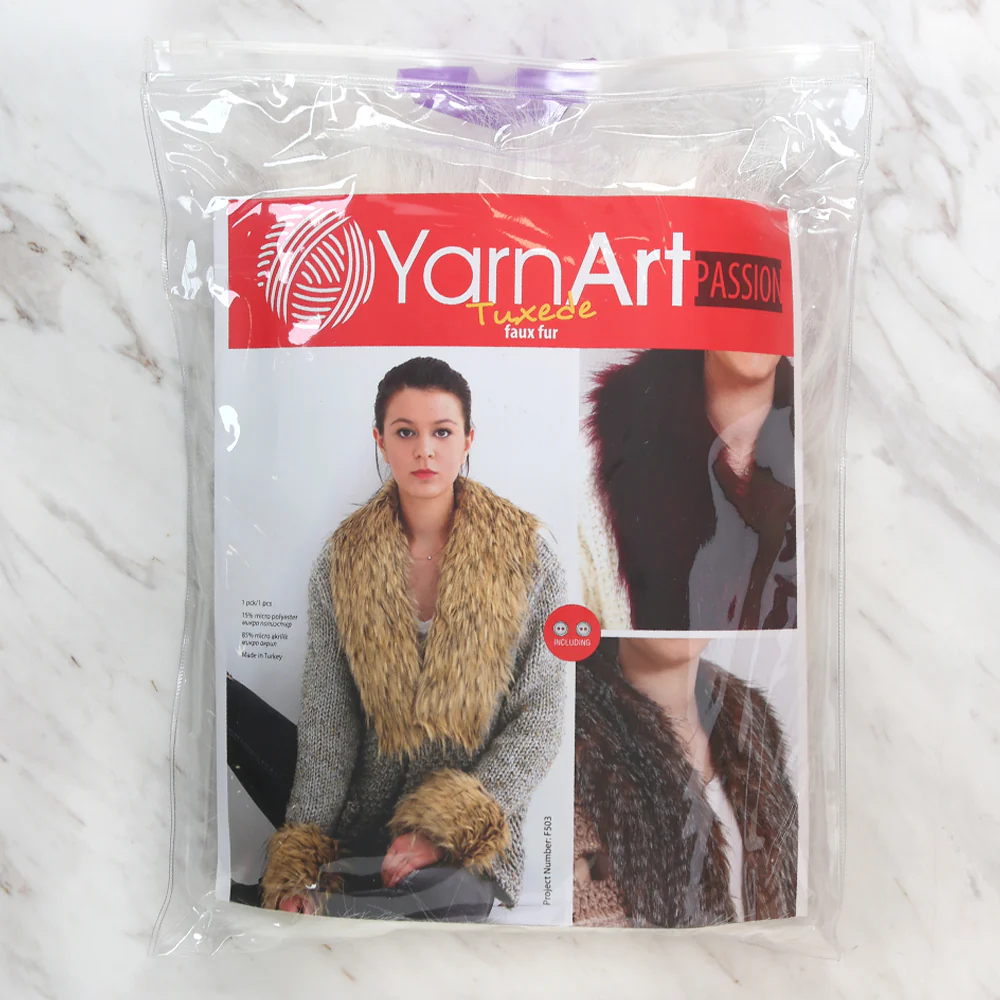 Yarnart Tuxede - Faux Fur Collar Cream - F503 - Image 3