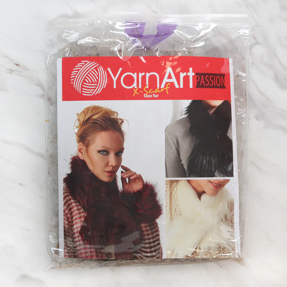 Yarnart X - Scarf Faux Fur Shawl Beige - F502 - Image 3