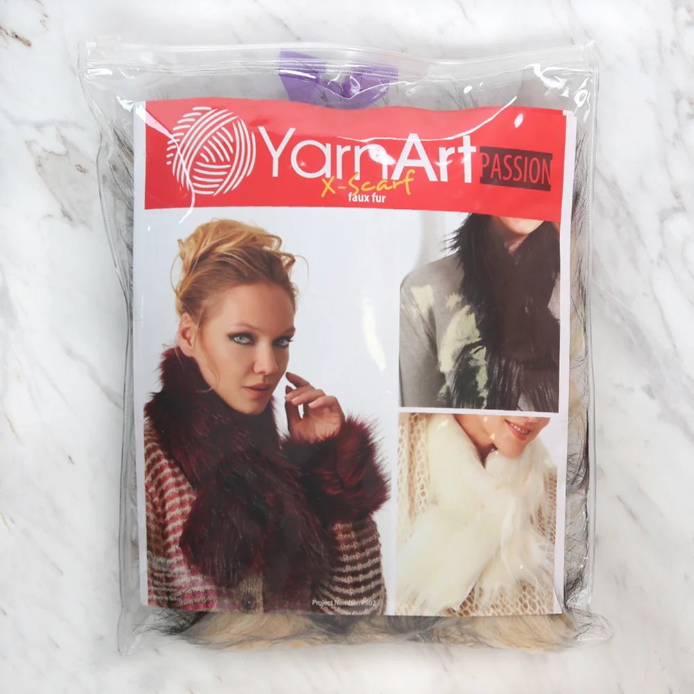 Yarnart X - Scarf Faux Fur Shawl Beige - F502 - Image 3
