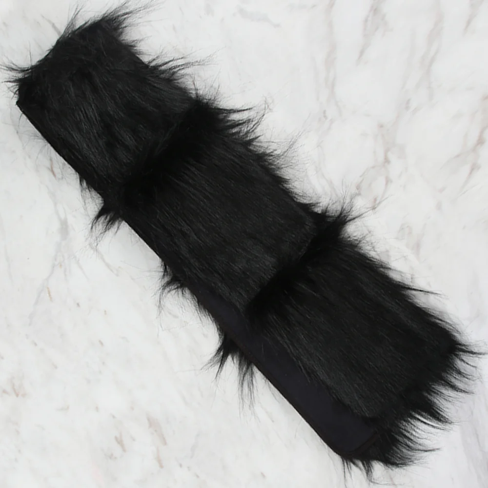 Yarnart X - Scarf Faux Fur Shawl Black - F502 - Image 2